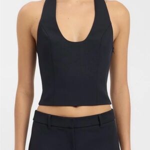 Kookai Black Scoop Neck Racerback Tank Top